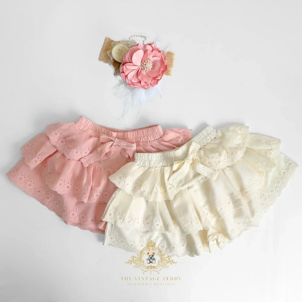 NWT Pretty Girls Eyelet Lace Embroidered Skort Skirt & Shorts Bohemian Blush 4T